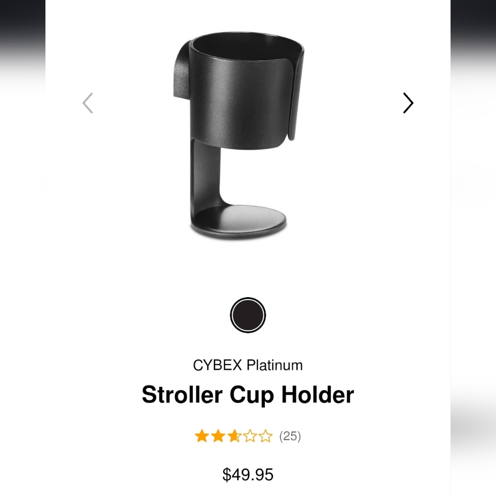 Platinum Stroller Cup Holder - Black